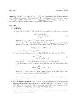Exercise 7 Advanced SDPs Notation: Let R[x]