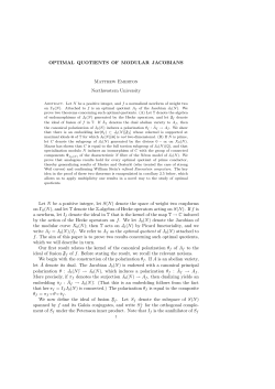 OPTIMAL QUOTIENTS OF MODULAR JACOBIANS Matthew