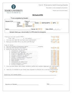 TB Proof of PPD *To be completed by Student Student ID