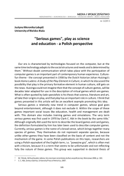 "Serious games", play as science and education