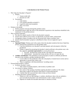 I. Introduction to the Probate Process Who Takes the Decedent`s