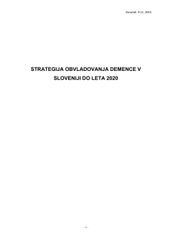 Dokument "Strategija obvladovanja demence v Sloveniji do leta 2020"