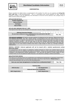 Shortlisted Candidate Information form