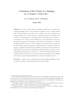 Continuum of Zero Points of a Mapping on a Compact, Convex Set 1