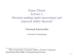 Game Theory Lecture 1 - Christoph Schottmüller