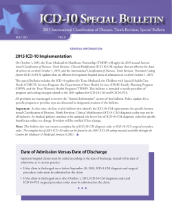 ICD-10SpeCIal BulletIn ICD-10SpeCIal BulletIn ICD