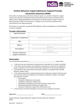 Positive Behaviour Support Provider Declaration Statement