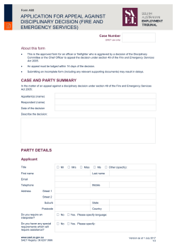 Application for appeal against Disciplinary decision