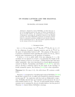 ON STABLE LATTICES AND THE DIAGONAL GROUP 1