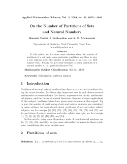 On the Number of Partitions of Sets and Natural Numbers 1