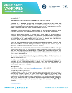 January 23, 2017 ODLUM BROWN VANOPEN TENNIS