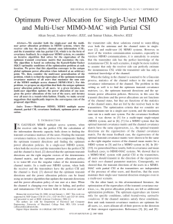 Optimum Power Allocation for Single-User MIMO and