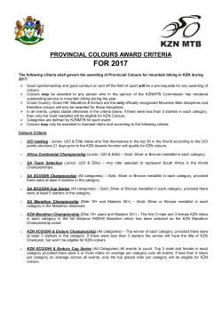 KZN MTB Colours Criteria 2011