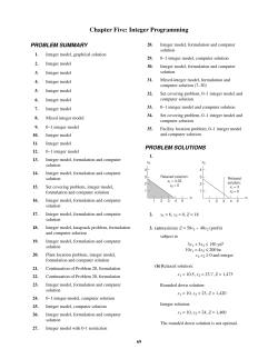 Chapter Five: Integer Programming
