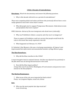 1920s A Decade of Contradictions