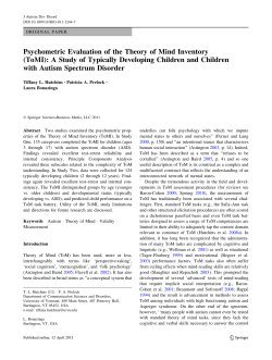 Psychometric Evaluation of the Theory of Mind Inventory (ToMI): A