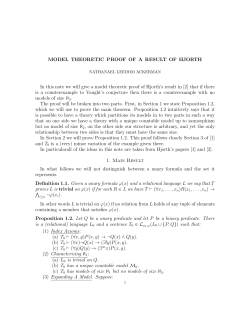 MODEL THEORETIC PROOF OF A RESULT OF HJORTH In this