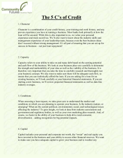 The 5 C`s of Credit - Community Futures Tawatinaw Region