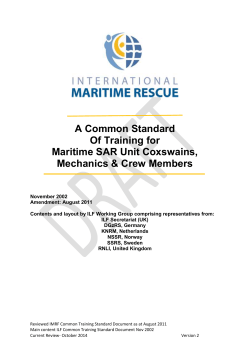 A Common Standard of Training for Maritime SAR Unit Coxswains