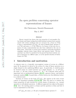 An open problem concerning operator representations of frames