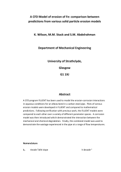 A CFD Model of erosion of Fe: comparison between