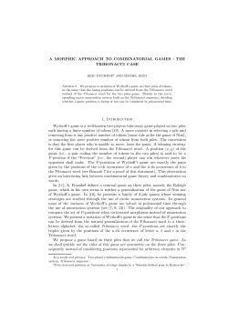 THE TRIBONACCI CASE 1. Introduction Wythoff`s game is a well