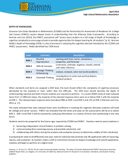April 2014 High School Mathematics Newsletter DEPTH OF