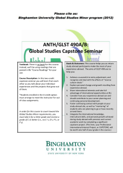 ANTH/GLST 490A/B - Binghamton University