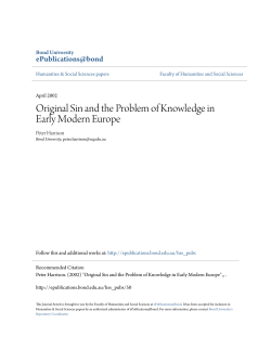 Original Sin and the Problem of Knowledge in Early Modern Europe