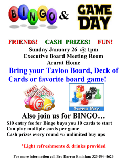Bring your Tavloo Board, Deck of Cards or favorite board game! Also