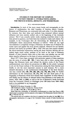 STUDIES IN THE HISTORY OF COMPLEX FUNCTION THEORY II