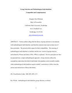 1 Group Selection and Methodological Individualism: Compatible