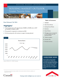 HOUSING MARKET OUTLOOK Greater Toronto Area