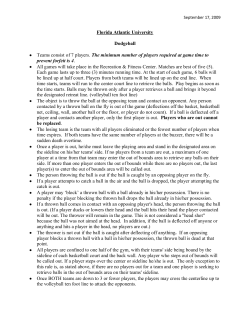 Florida Atlantic University Dodgeball &bull; Teams consist of 7 players