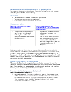clinical characteristics and diagnosis of schizophrenia