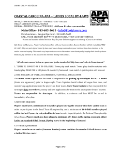 Bylaws - APA Ladies - Coastal Carolina APA
