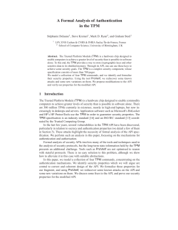 A Formal Analysis of Authentication in the TPM