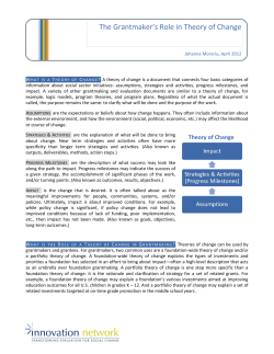 The Grantmaker`s Role in Theory of Change