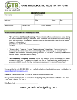 Game Time Budgeting Registration Form
