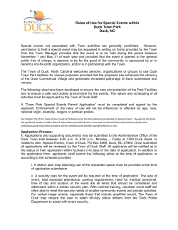 Rules of Use for Special Events within Duck Town Park Duck, NC