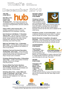 THE HUB 01529 308710 Pete Moss, Past, Present and Future, until