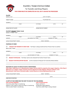 player / team status form - Massachusetts Youth Soccer