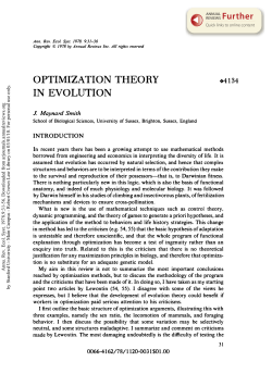 Optimization Theory in Evolution