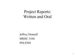 Project Reports: Written and Oral