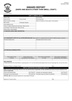 Inward Report - New Zealand Customs Service