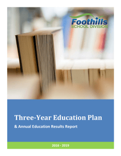 Three-Year Education Plan - Foothills School Division