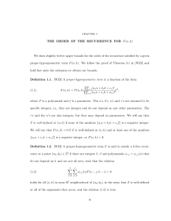THE ORDER OF THE RECURRENCE FOR F(n, k) We show slightly