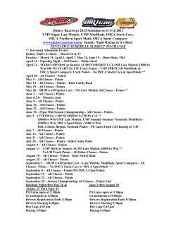 Quincy Raceways 2012 Schedule