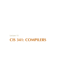 CIS 341: COMPILERS