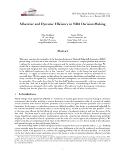 Allocative and Dynamic Efficiency in NBA Decision